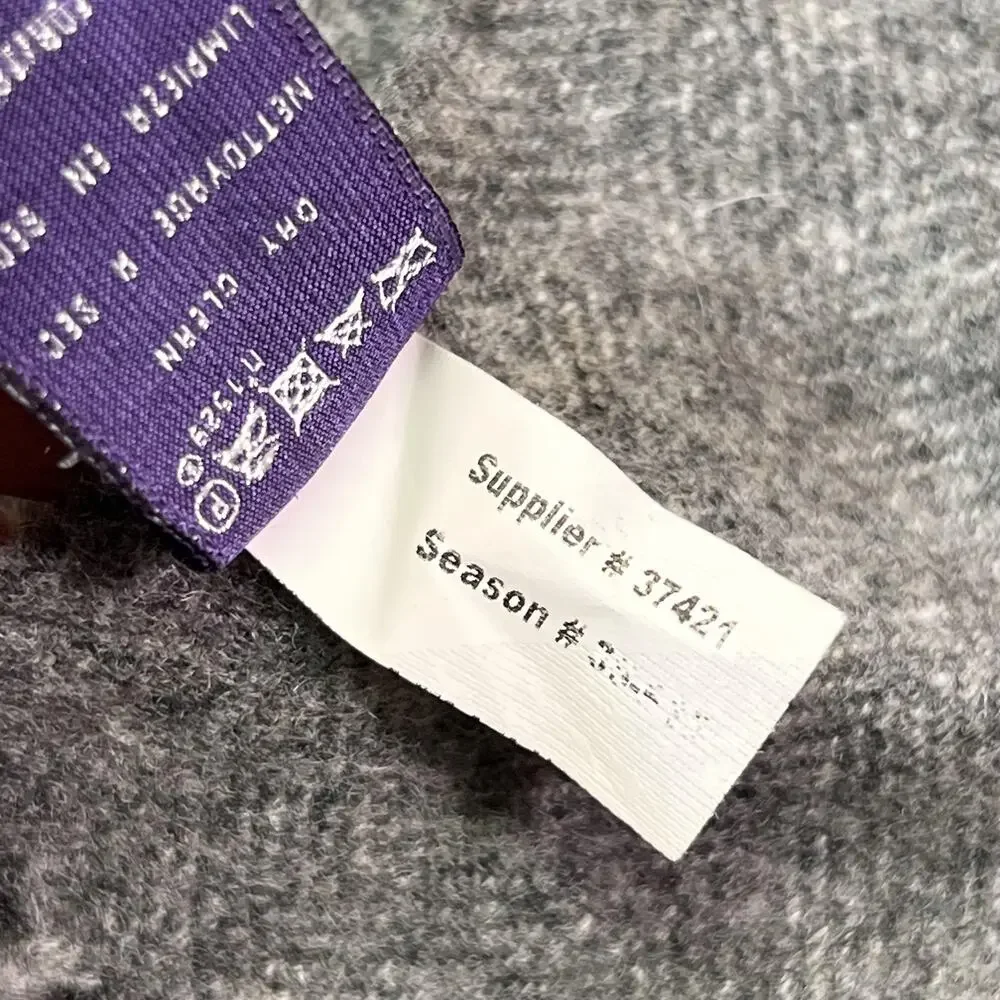 Ralph Lauren Scarf Adult Gray 100% Cashmere Fringe Made England Purple Label